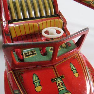 50's Old Vintage Fire truck No.110 Toy Red Electro-Toy Lithogrograph Fire Engine